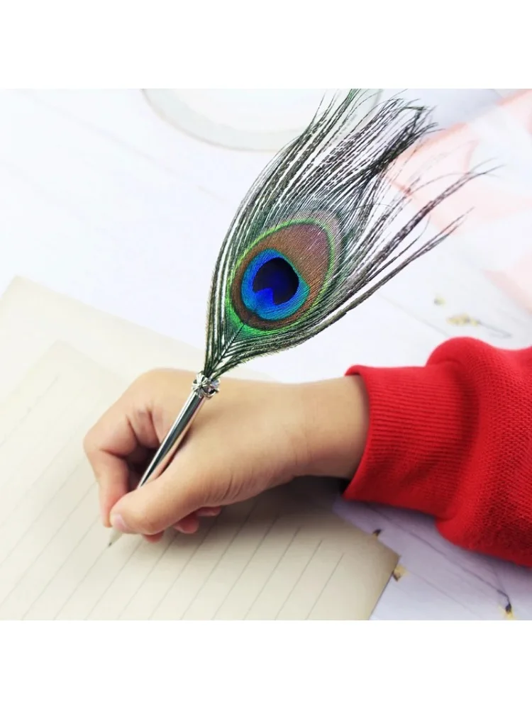 Stylo plume de paon stylo à bille noir décoration de la maison fournitures scolaires de bureau