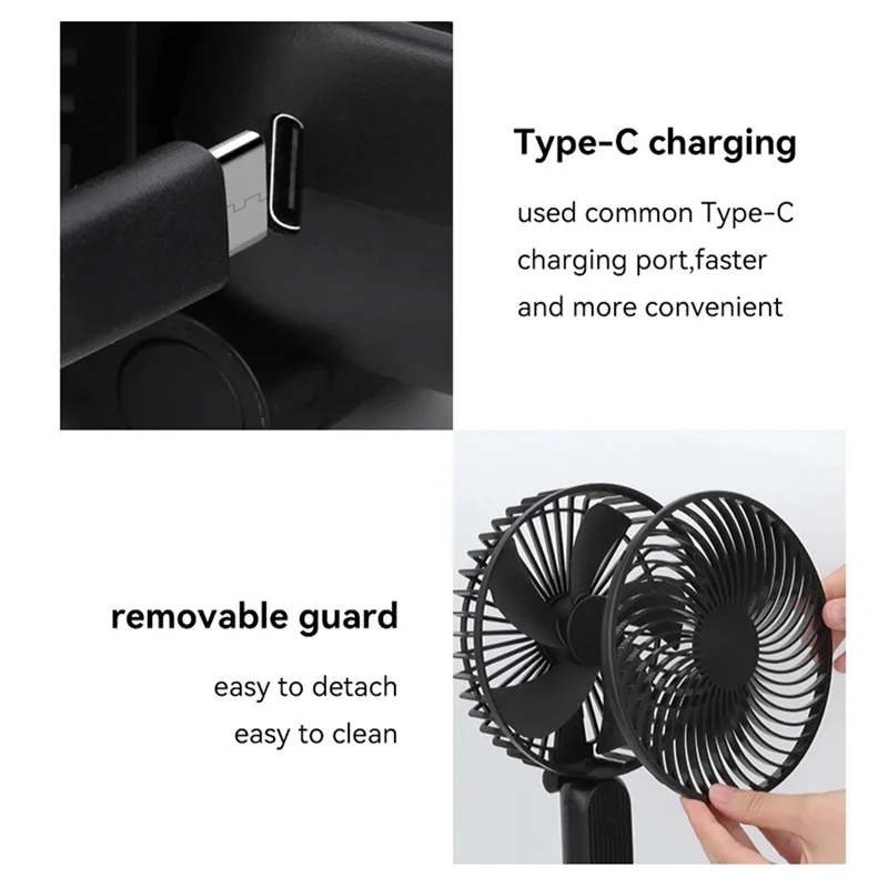 

ABSQ-мини-вентилятор 6 дюймов 10000 мАч ручной перезаряжаемый складной ручкой бесшумный сильный ветер USB-вентилятор для домашней комнаты путешествия на открытом воздухе