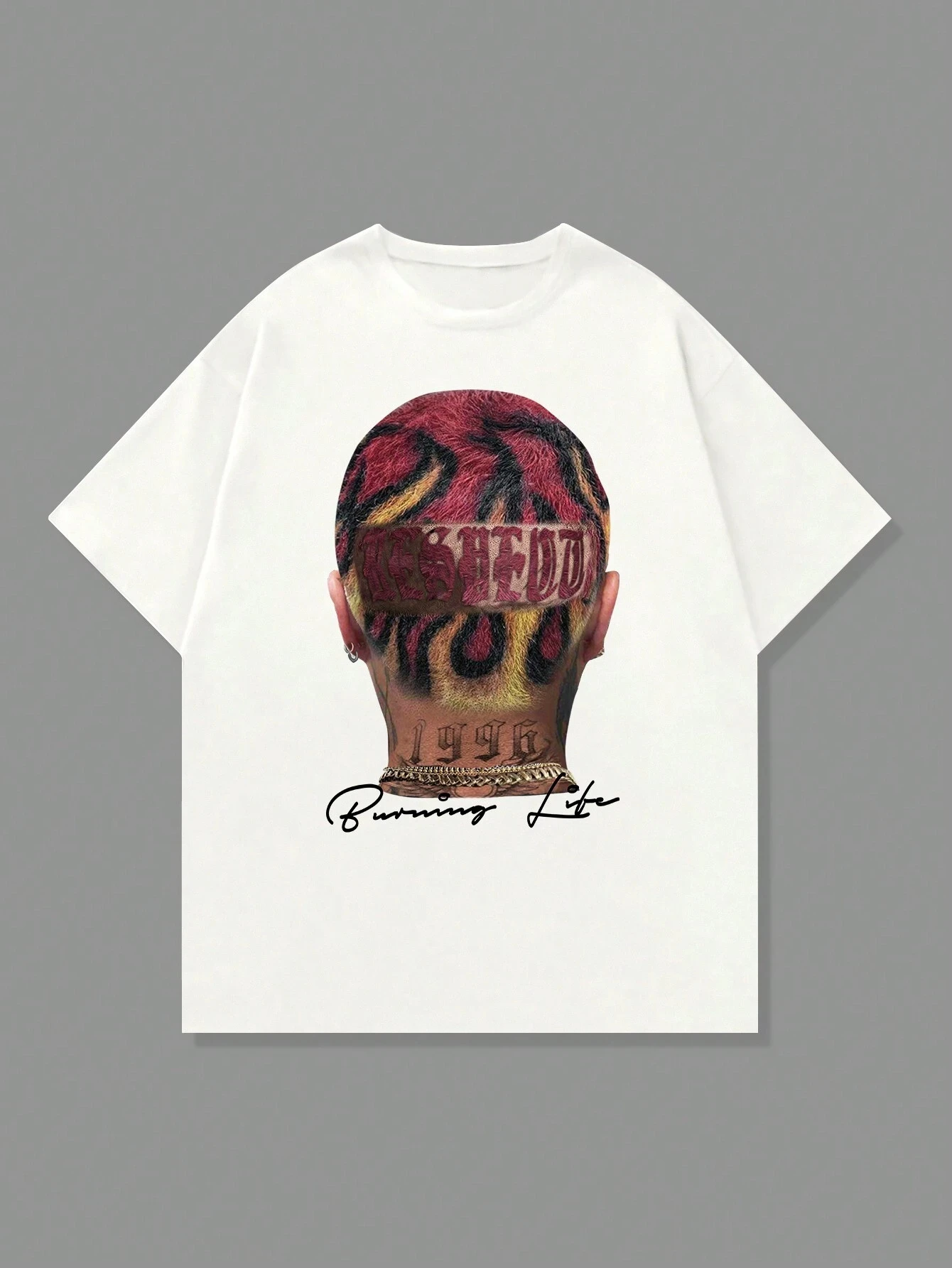 

Creative Character with Letter Print T-Shirt Men's Summer Street Trend Short Sleeve Loose Comfort Crew Neck Top Men's Clothing
