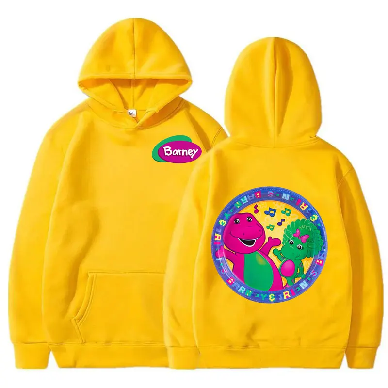 Barney and Friends Graphic Sweatshirt Purple Dinosaur Hoodies Kawaii Clothes Fashion Long Sleeve Hooded for Men Women Streetwear