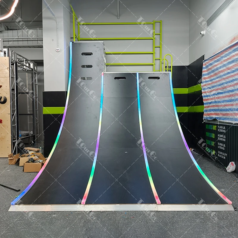 1. Custom LED Lit Warped Wall, Ninja Obstacle Equipment for OCR, Gym & Commercial Playground