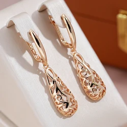 JULYDREAM Luxury Vintage Texture 585 Rose Gold Color Dangle Earrings for Women Fashion Jewelry Elegant Party Wedding Earrings