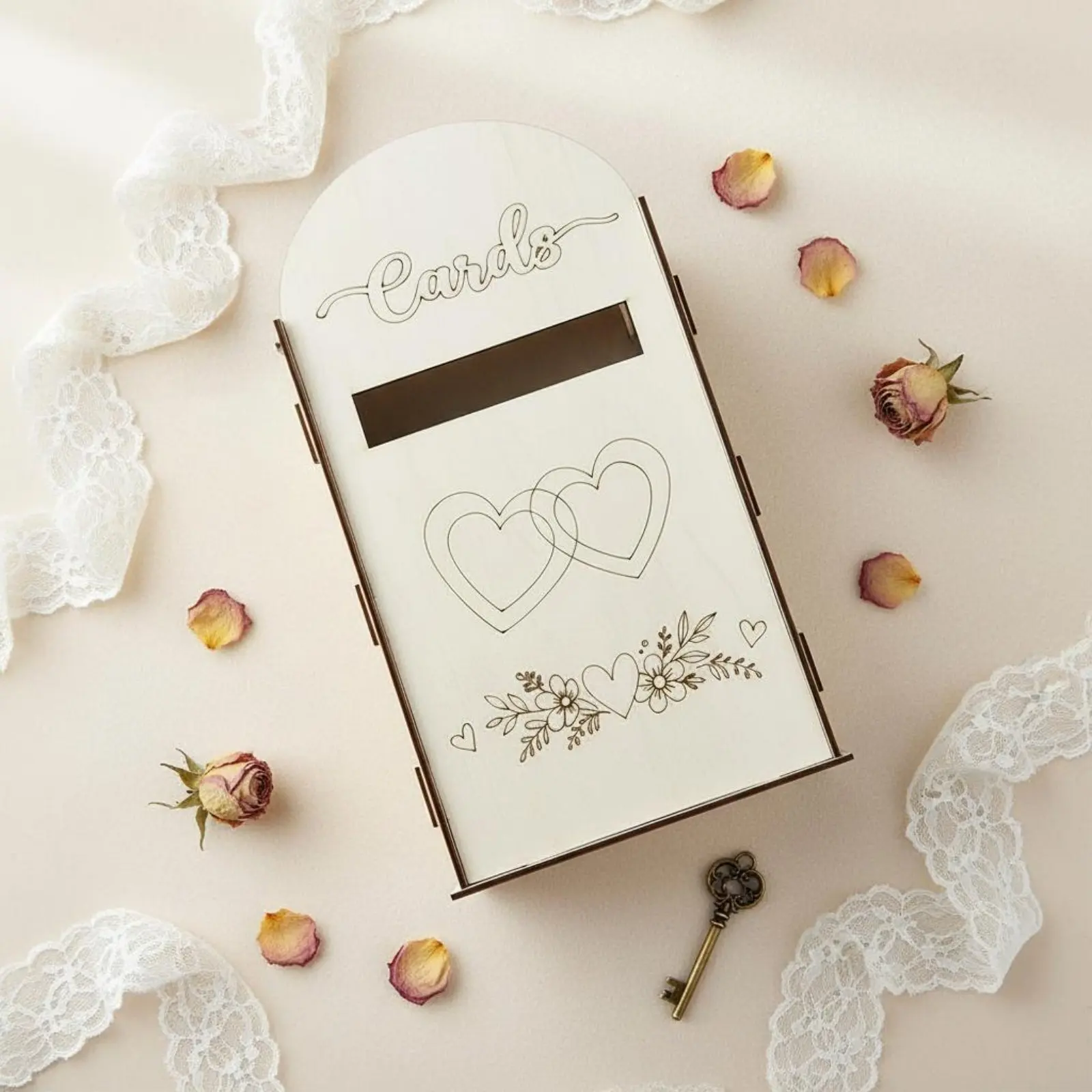 

Wooden Wedding Card Box Decorative Slot Wedding Card Box Event Decor Laser Cut Design Party Decoration for Graduation Ceremony