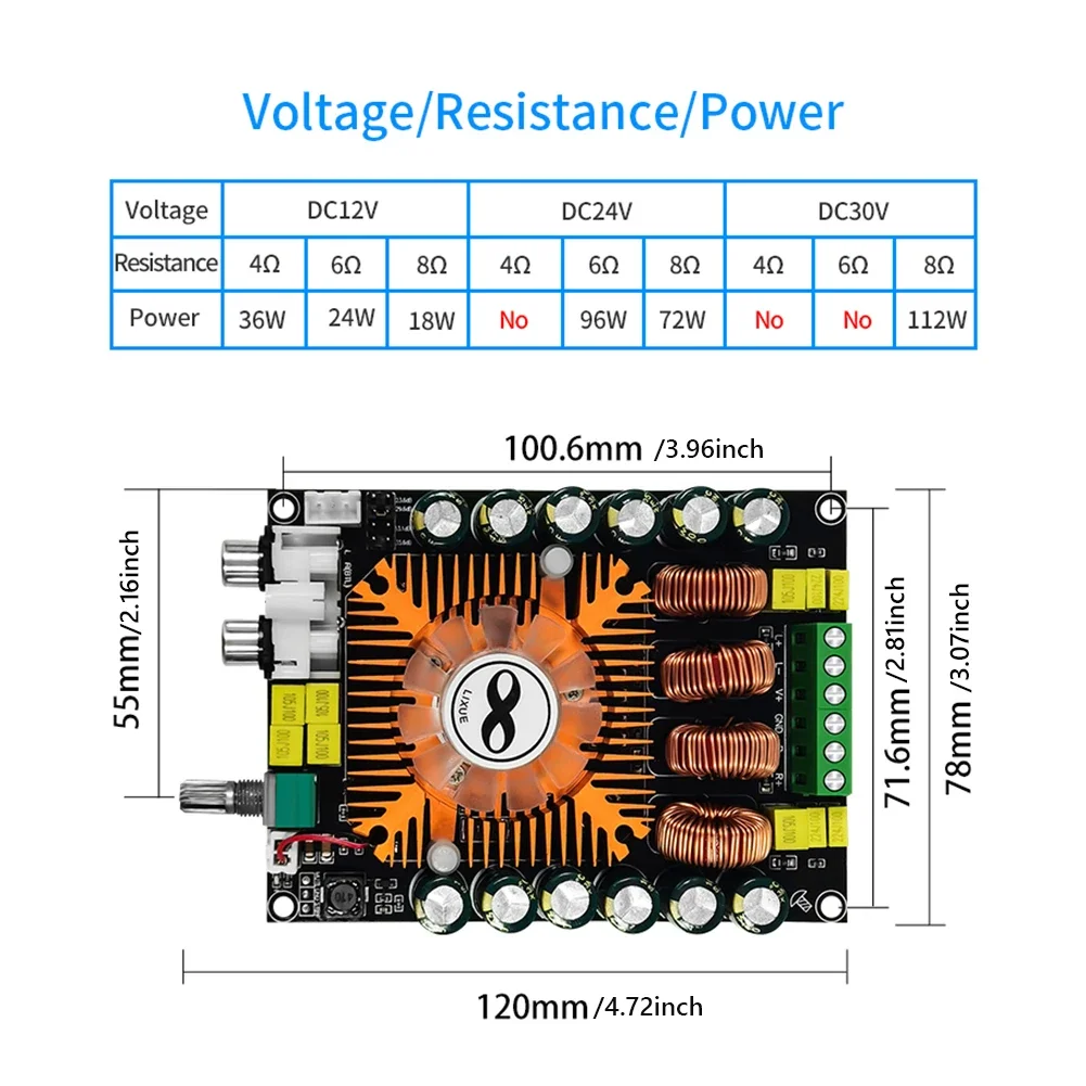 TDA7498E 2.0 Dual Channel HIFI Stereo Module 160Wx2 High Power Digital Power Amplifier Board Support BTL 220W With Cooling Fan