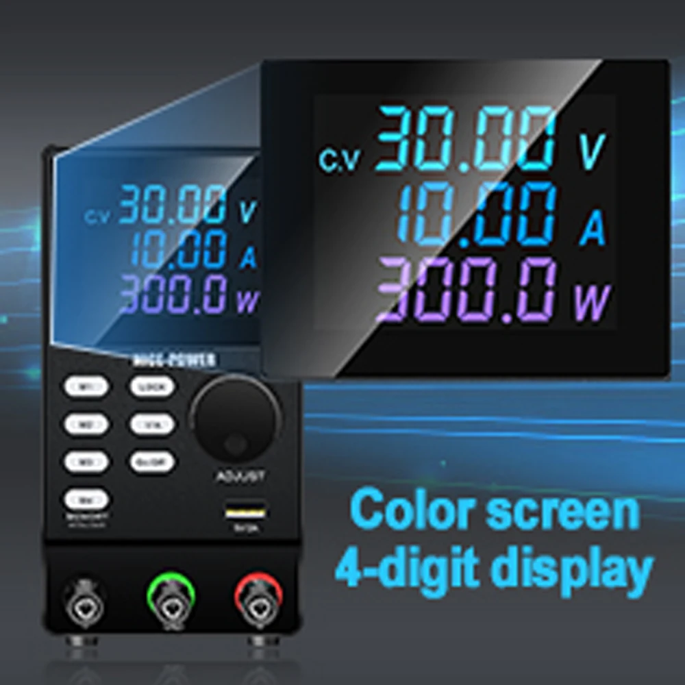 Color 4 Digit Display DC Power Supply High Power 300V 200V 120V 30V 1-10A Optional Lab for Mobile Phone Electronic DIY Testing