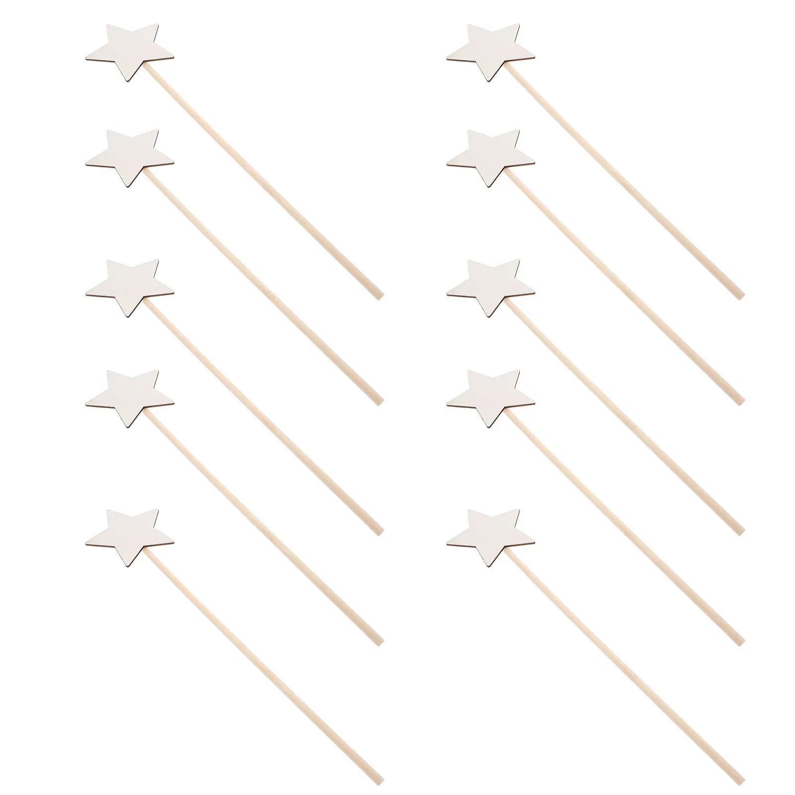 10 قطعة لتقوم بها بنفسك مجموعة عصا النجوم الخشبية فارغة لم تنته الجنية عصا للأطفال الأميرة الحرفية لوازم الحفلات عصا نجمة الخشب الجنية عصا #2