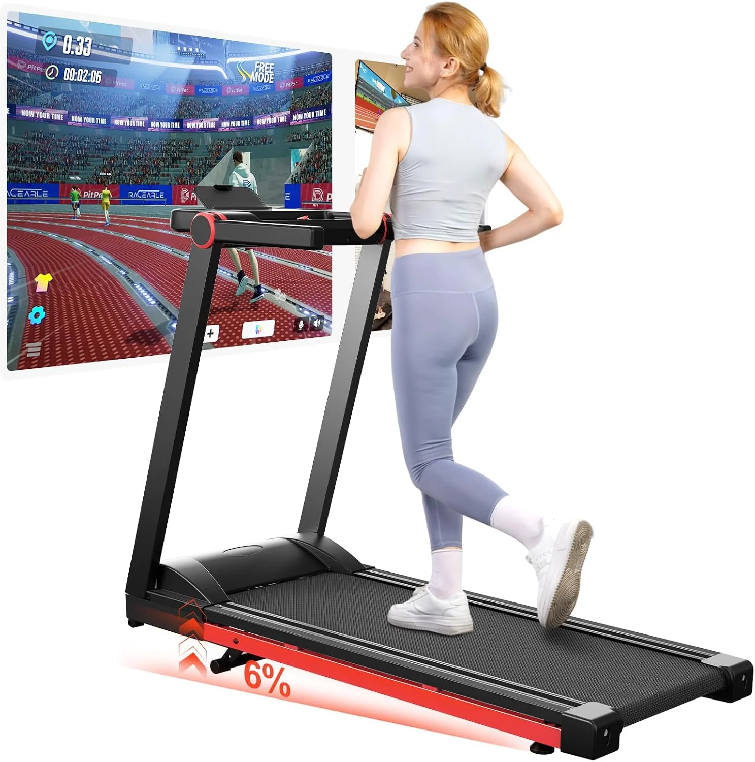 Superun Raceable Laufband für Zuhause, Laufband mit 6 % Neigung, Gewichtskapazität 158 kg – Detail 6