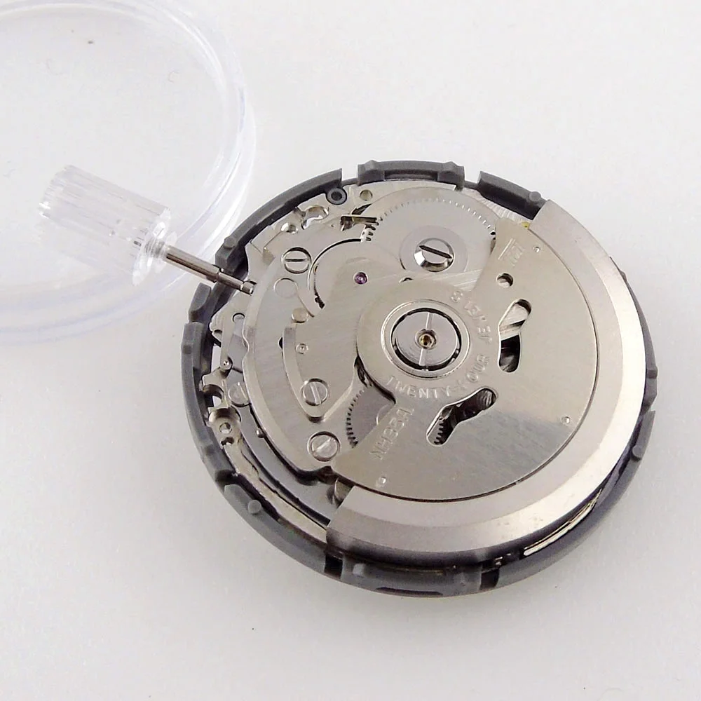 New Replacement Left Hand 24 JEWELS Mechanical NH35A Watch Movement White Date High Accuracy Winding Stem