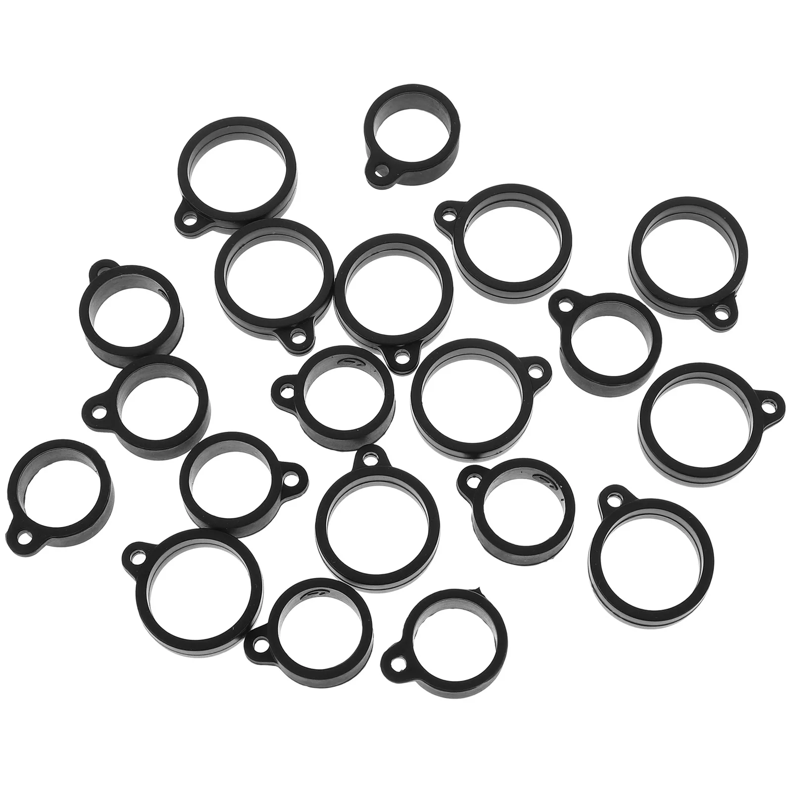 

20pcs Black 16MM 20MM Silicone Hanging Rings Lanyard Gadget Belongings Anti Lost Portable Finger Rings Key Tools