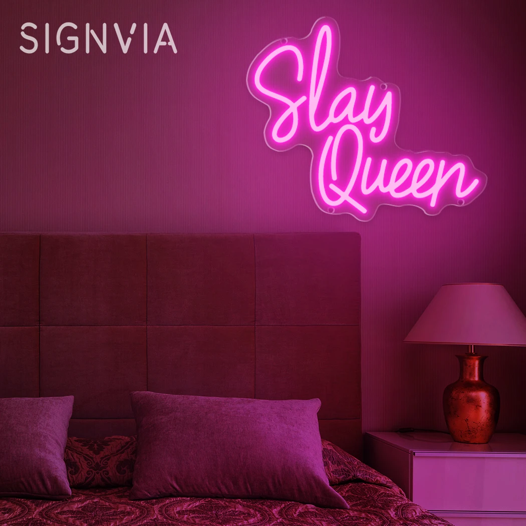 Slay Queen Neon Sign LED Zasilany przez USB Światło dekoracyjne na ścianę Idealne do sypialni Impreza Estetyczny pokój Walentynkowy wystrój Idealny prezent