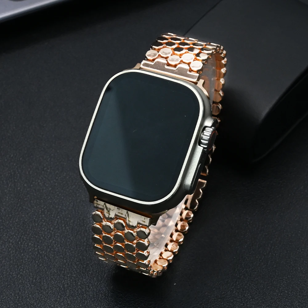 Luxuriöses Damen-Edelstahlarmband für Apple Watch Ultra 3 49mm Series 11 10 46mm 42mm für iWatch 9 8 7 6 5 SE 45mm 41mm 40mm 38mm