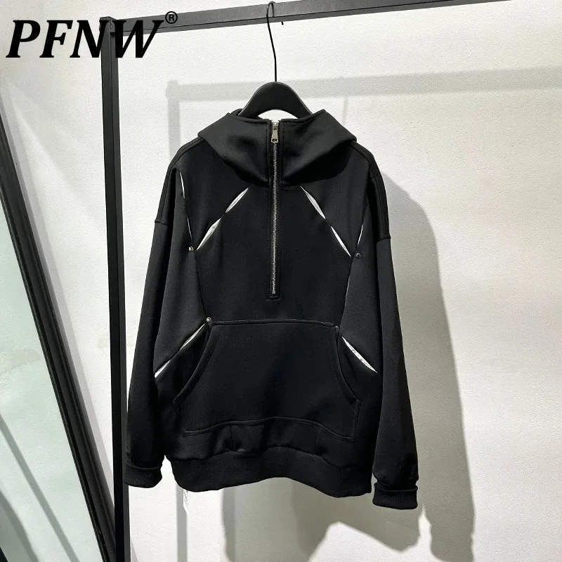 

PFNW Men's Personality Hollow Out Hooded Sweatshirt Popular Zippers Design Sports Outdoor Avant-garde Tide Tops Autumn 21Z2949