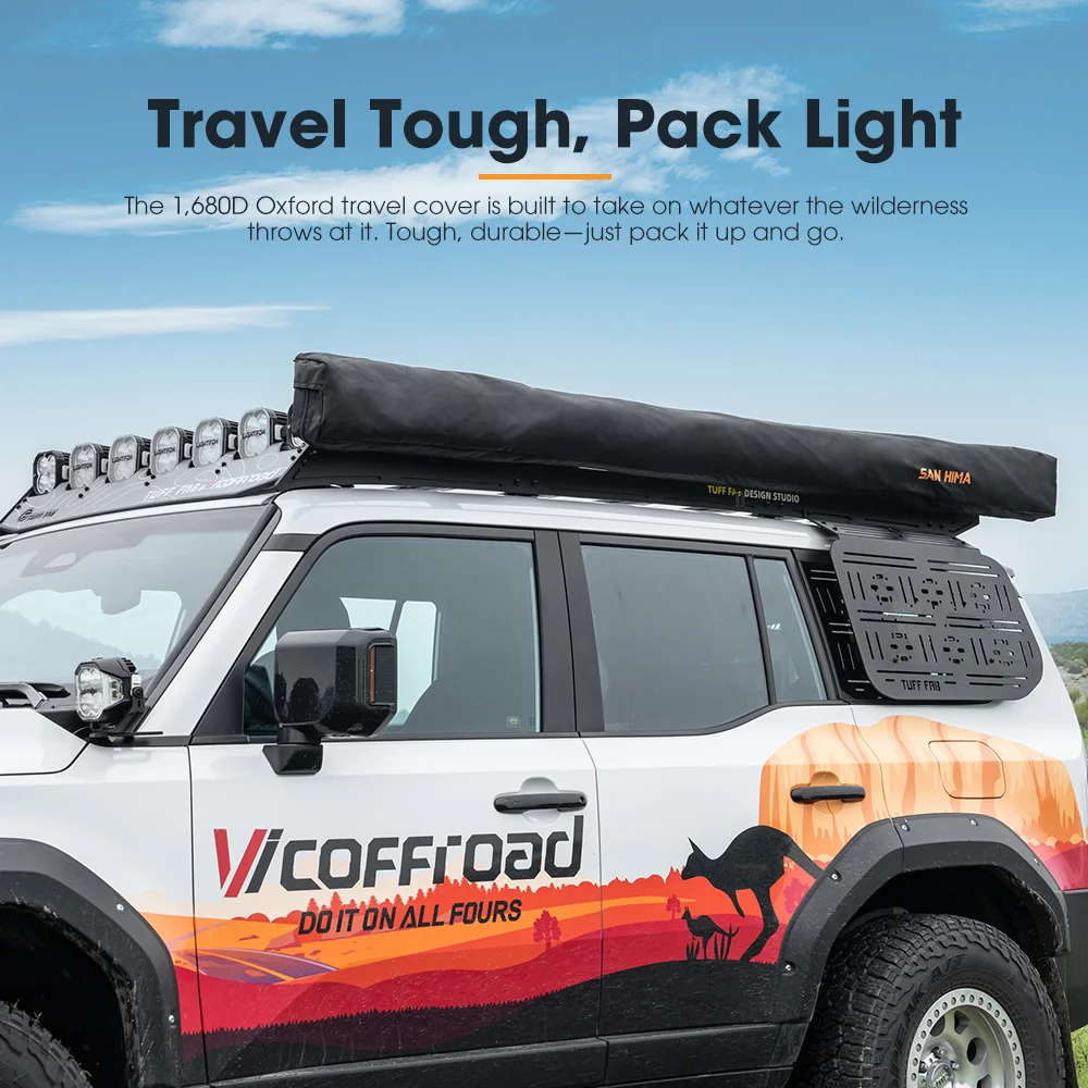 TLF SAN HIMA 270 °   Toldo independiente Toldo lateral para coche Refugio independiente de 270 grados con tira de luz LED para vehículo SUV Tru