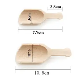 1Pcs Mini Beechwood Spoon Shovel Wooden Bath Salt Spoon Coffee Honey Sugar Tea Leaf Condiment Scoop Crafts Kitchen Accessories