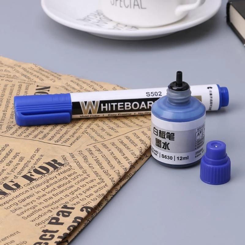 Black Red Blue 3 Colors Refilling 1 Bottle 12ml Whiteboard Marker Pen Inks for Home School Office Learning Working