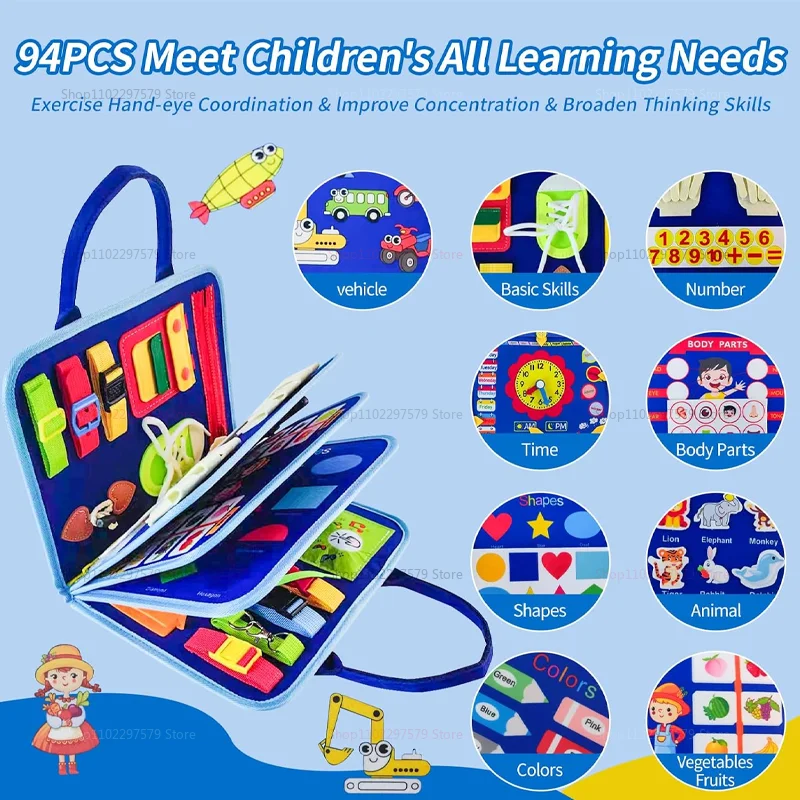 لوحة مشغولة ألعاب مونتيسوري للأطفال الصغار كتاب مشغول الحسي مرحلة ما قبل المدرسة التعليم المبكر تعلم المهارات الحركية الدقيقة لعب للأطفال #3