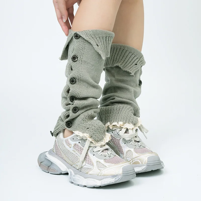 여성용 레트로 버건디 레그 워머 양말, 로리타 코스프레 의상 액세서리, 소녀 레이스 루즈 스타킹, 메이드 레그 슬리브, 2024