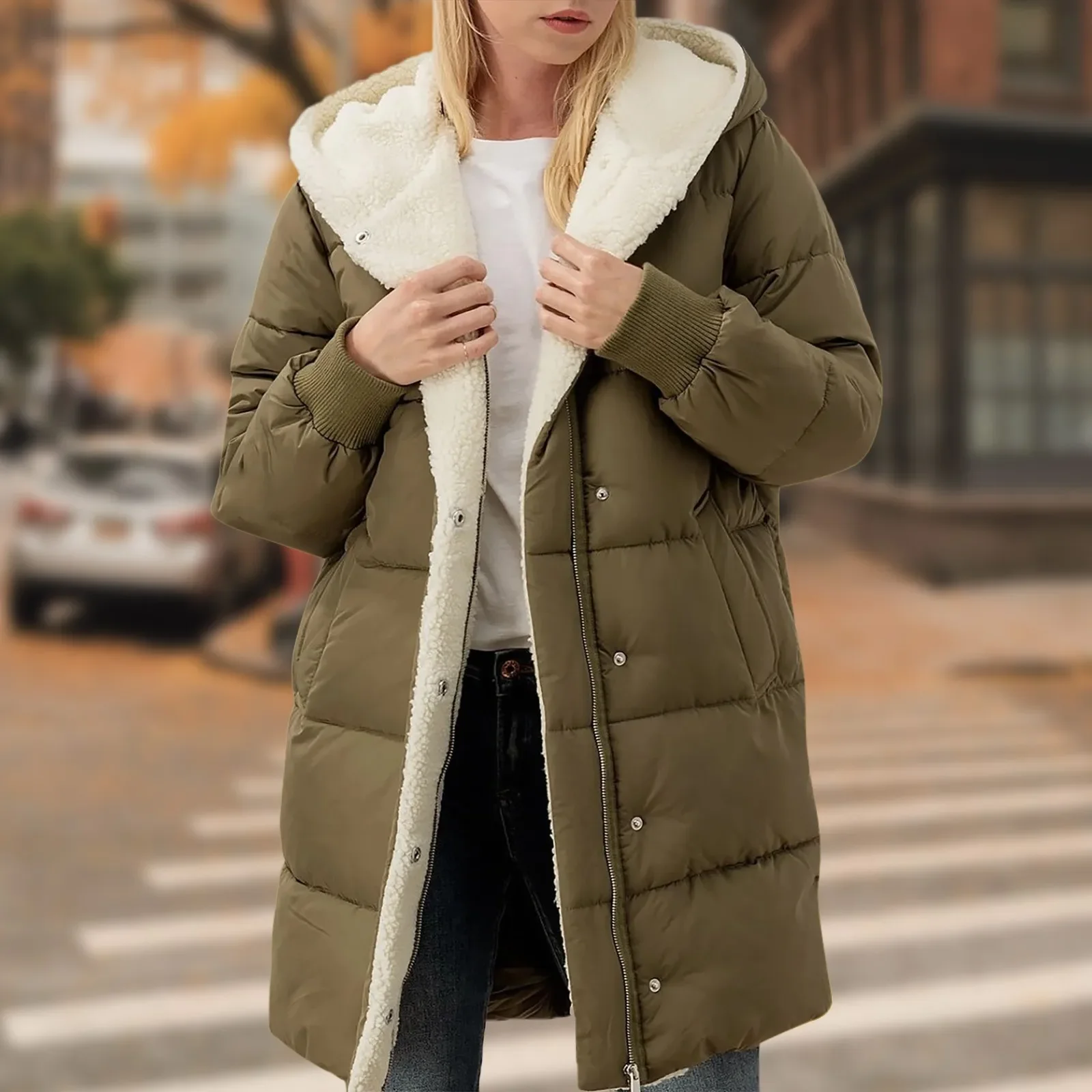 Women\'S Winter Thickened Down Jacket Warm Long Down Jacket With Hood Hooded Cotton Jacket Canvas Vest Women куртка женская