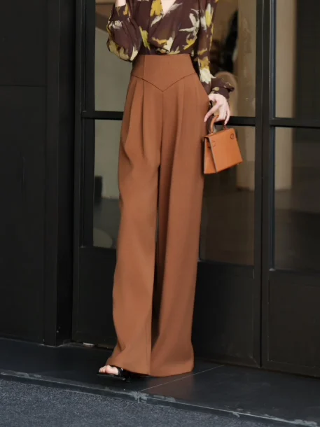 

Широкие брюки с высокой талией, модные, повседневные, универсальные, прямого кроя, для создания молодого образа