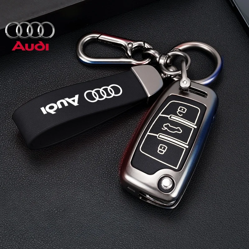 

Car Alloy Metal Key Shell Key Bag Cover Key Rings For Audi A3 A4 A5 A6 A7 A8 Q2 Q3 Q4 Q5 Q7 Q8 S5 S6 S7 S Line Accessories