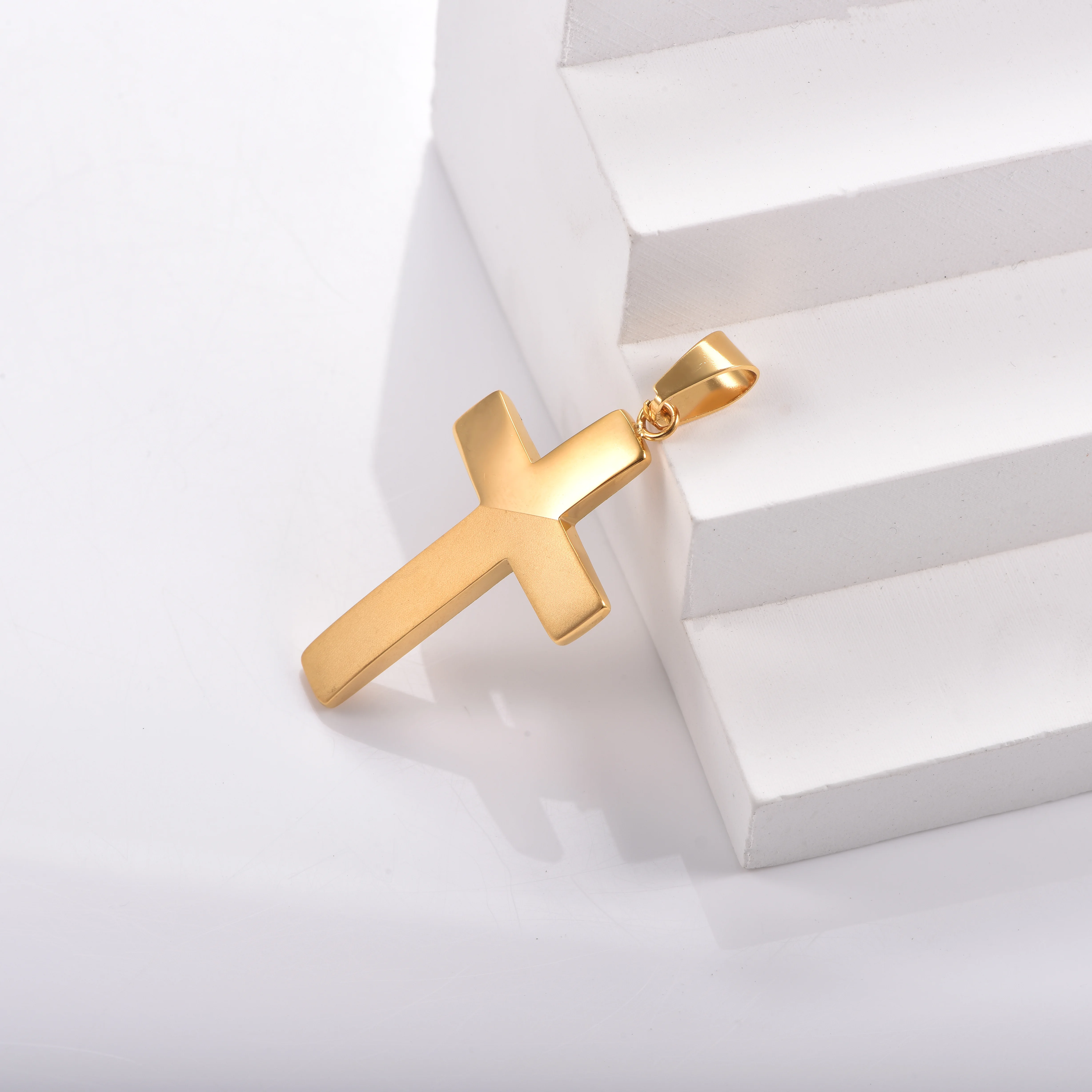 Kreuzanhänger-Halskette für Männer und Frauen aus Edelstahl, minimalistischer christlicher Schmuck, unisex religiöses Geschenk – Detail 1