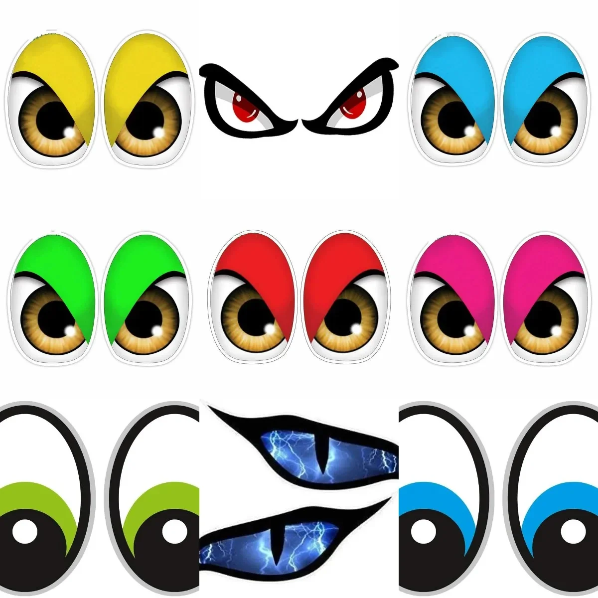 Evil Eyes Color Creative PVC Waterproof Stickers Accessories for Decorate Car Van Window Bicycle Room Table Motorcycle Off-road