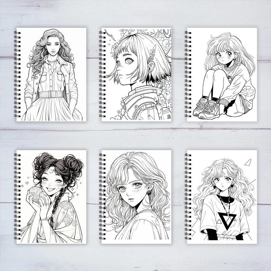 Anime Divas Adult Coloring Book - 8.3x 11.2 Inch 22 Page Coloring Book - Helps Reduce Stress and Ease Emotions