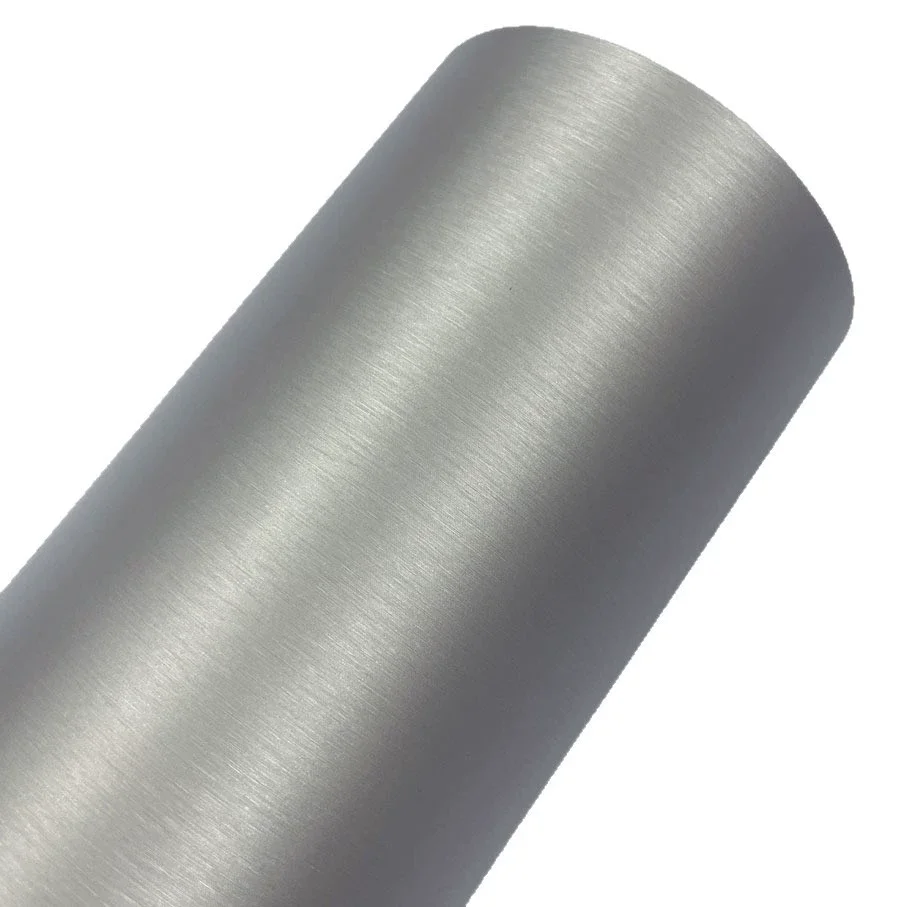 Premium Silver Brushed Steel Wrap Vinyl Roll with Air Release DIY Self Adhesive Decal Car Wrapping Foil