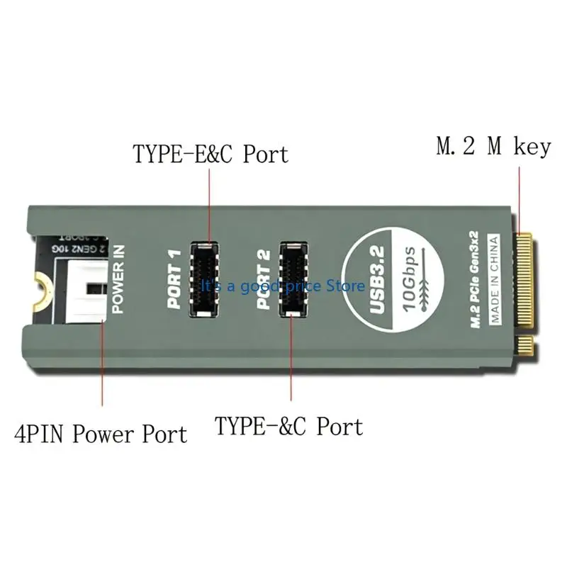 Fast Speed PCIE M.2 NVMe to Double 10G Type E Adapter Card for PC Expansion Card