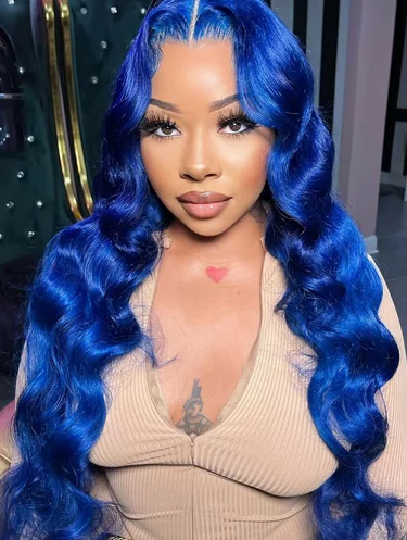 Marineblauw 13x4 Lace Front Body Wave Menselijk Haar Pruiken Braziliaanse Blauw Gekleurde HD Transparante Kant voor Pruiken Voor Vrouwen Pre Geplukt