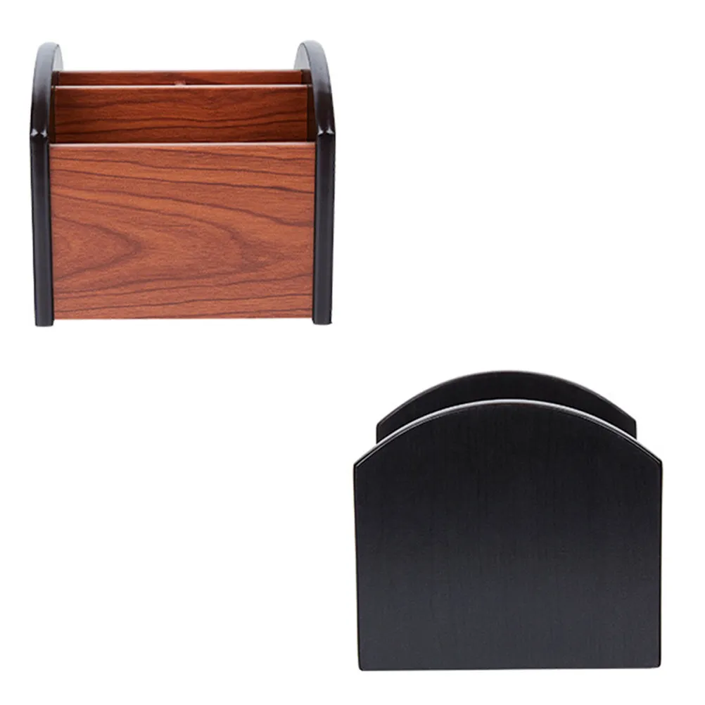 Wooden Table Storage Box Multi Compartment Design Simple Elegant Wood Grain Finish Desk Organizer for Pens Remote Controls