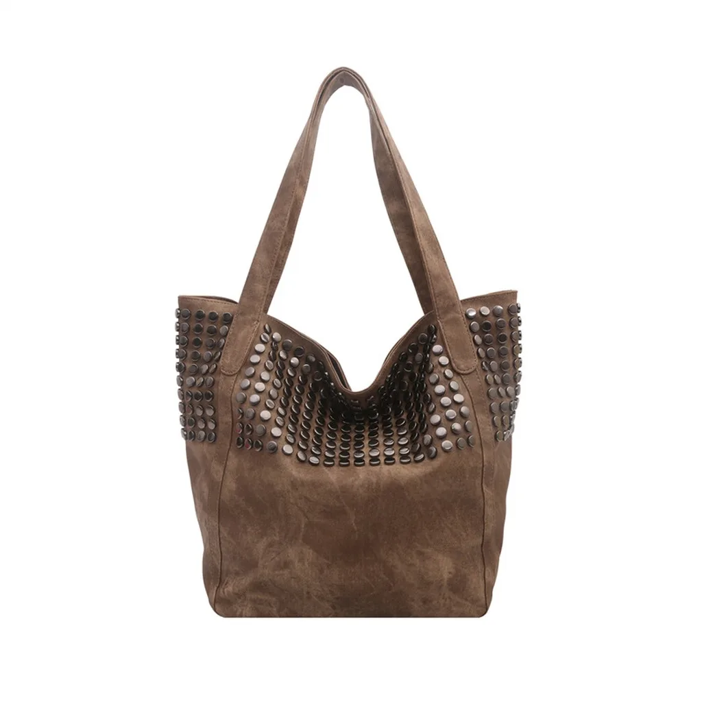 Women'S Shoulder Bag Large Capacity Hand Carry Bag Frosted Pu Leather Bag Medium Hardness Shoulder Handbag For Short Trips
