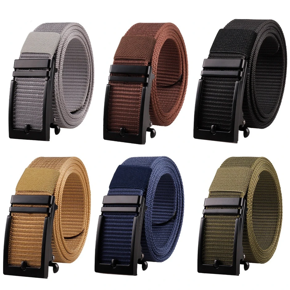 Nylon Belt for Men's Alloy Buckle Canvas Belt Outdoor Training with Tactical Automatic ratchet Belts golf Casual 140 Cinturones