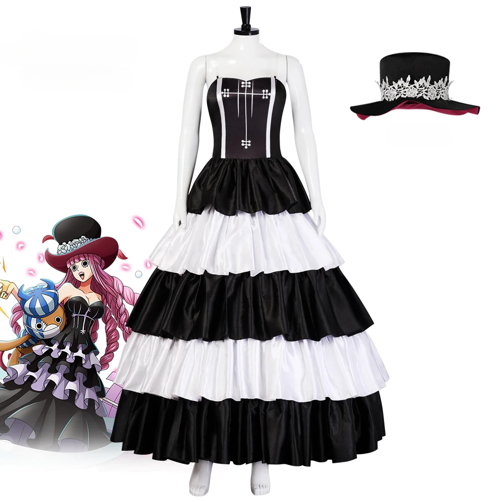 Anime Piratas princesa Perona Cosplay vestido negro traje mujeres adultas vestido uniforme traje de Halloween disfraz actuación