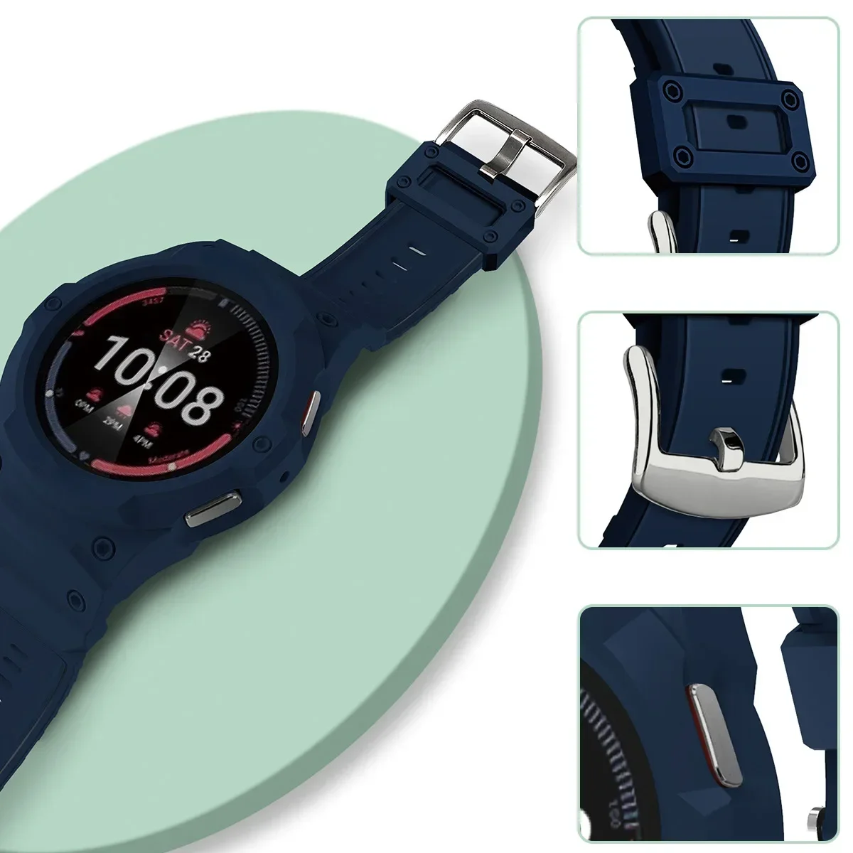 سيليكون حزام + حافظة PC لساعة سامسونج جالاكسي 7/6/5/4 40 مللي متر 44 مللي متر طقم عصري جديد لساعة سامسونج الذكية 7 الرياضة حلقة الفرقة سوار