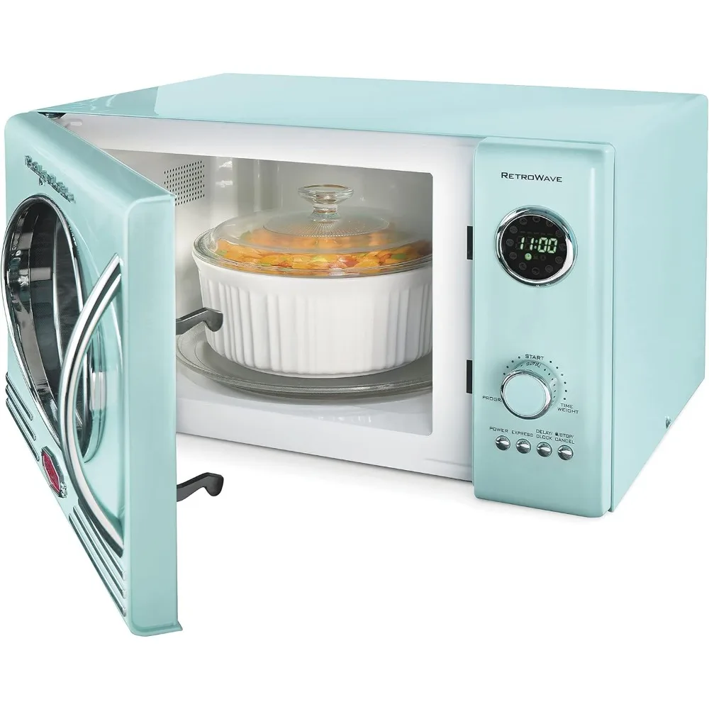 Microwave Oven, 800-WATTS Retro Countertop Microwave Oven + Wide 2-Slice Toaster