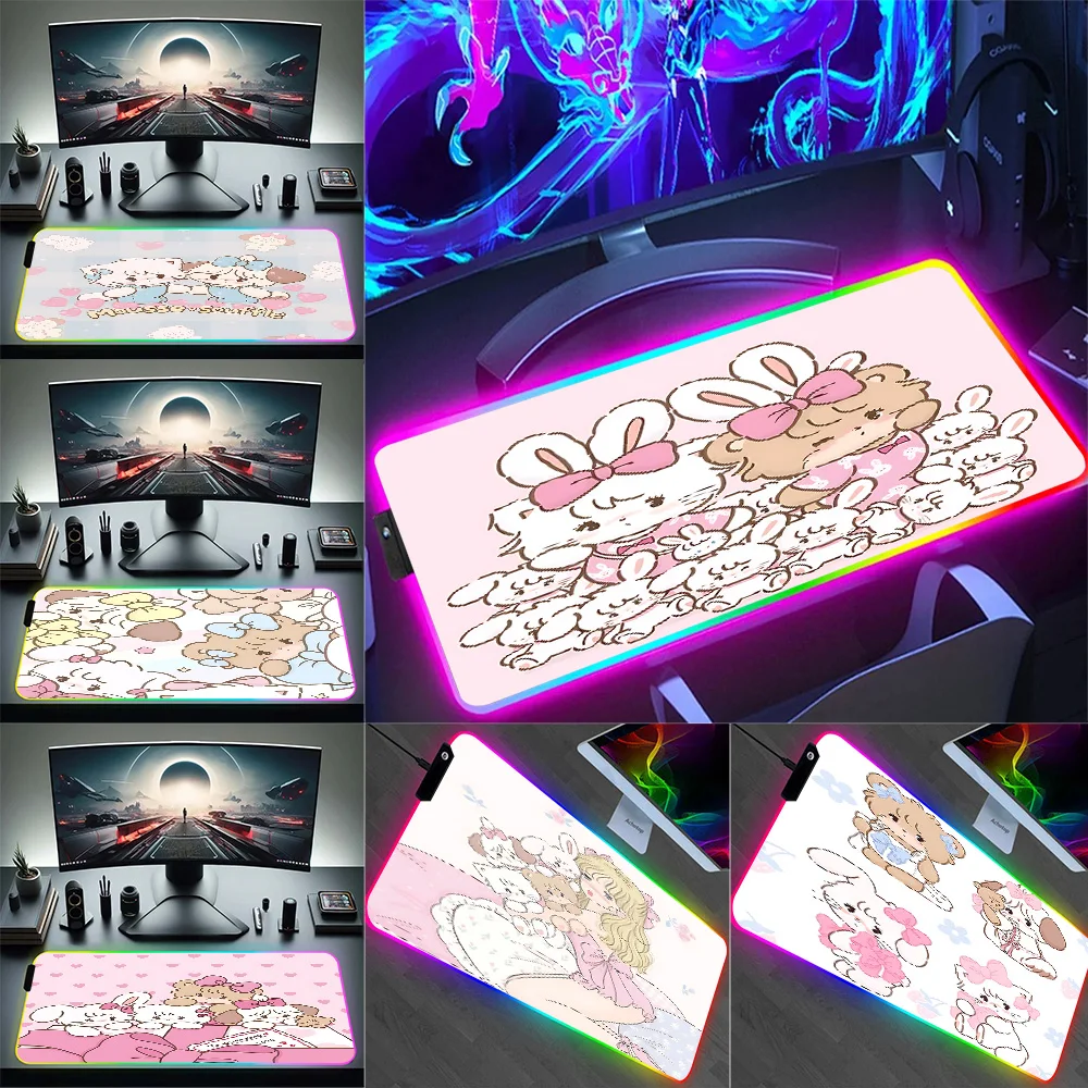

Lovely M-MikkoS I-Illustrations RGB Pc Gamer Keyboard Mouse Pad Mousepad LED Glowing Mouse Mats Rubber Gaming Computer Mausepad