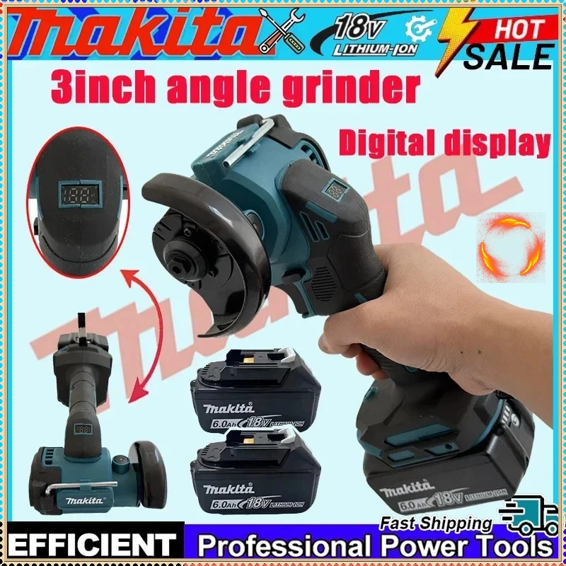 

Бесщеточная мини-угловая шлифовальная машина Makita с цифровым дисплеем для полировки и резки, электроинструмент