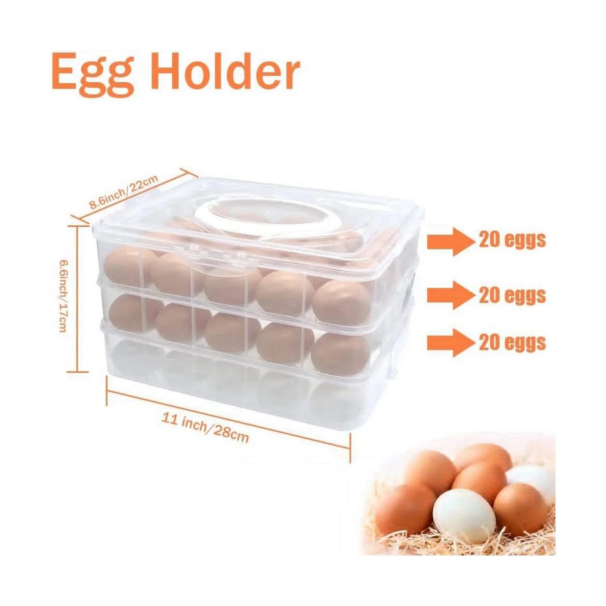 

Egg Holder for Refrigerator,3-Layer Deviled Egg Containers with Lid,Deviled Egg Platter Carrier with Lid