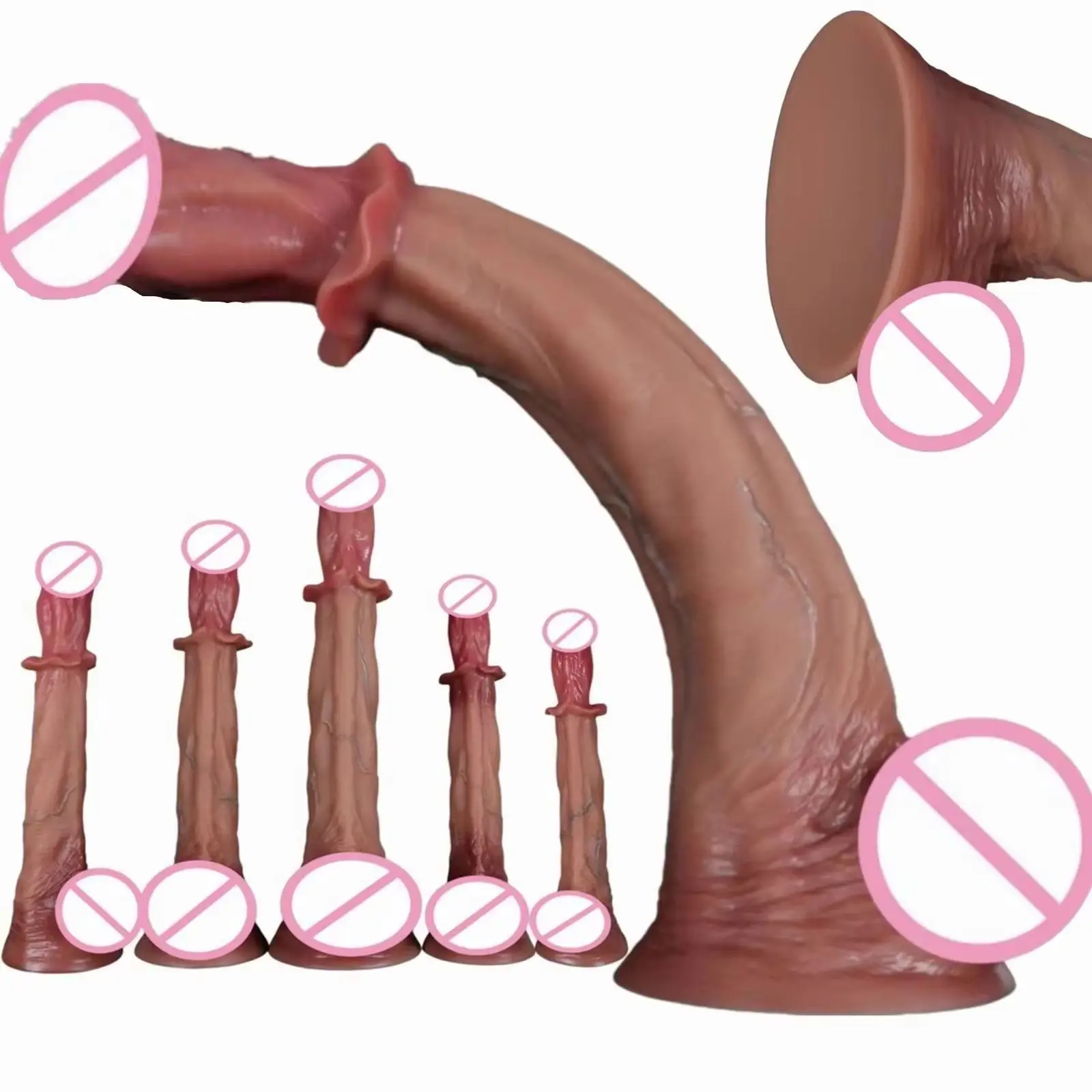 Bigger Realistic Horse Dildos Silicone Layer Penis with Suction Cup Adult sex toys for men women Vaginal Anal Massage Stimulator