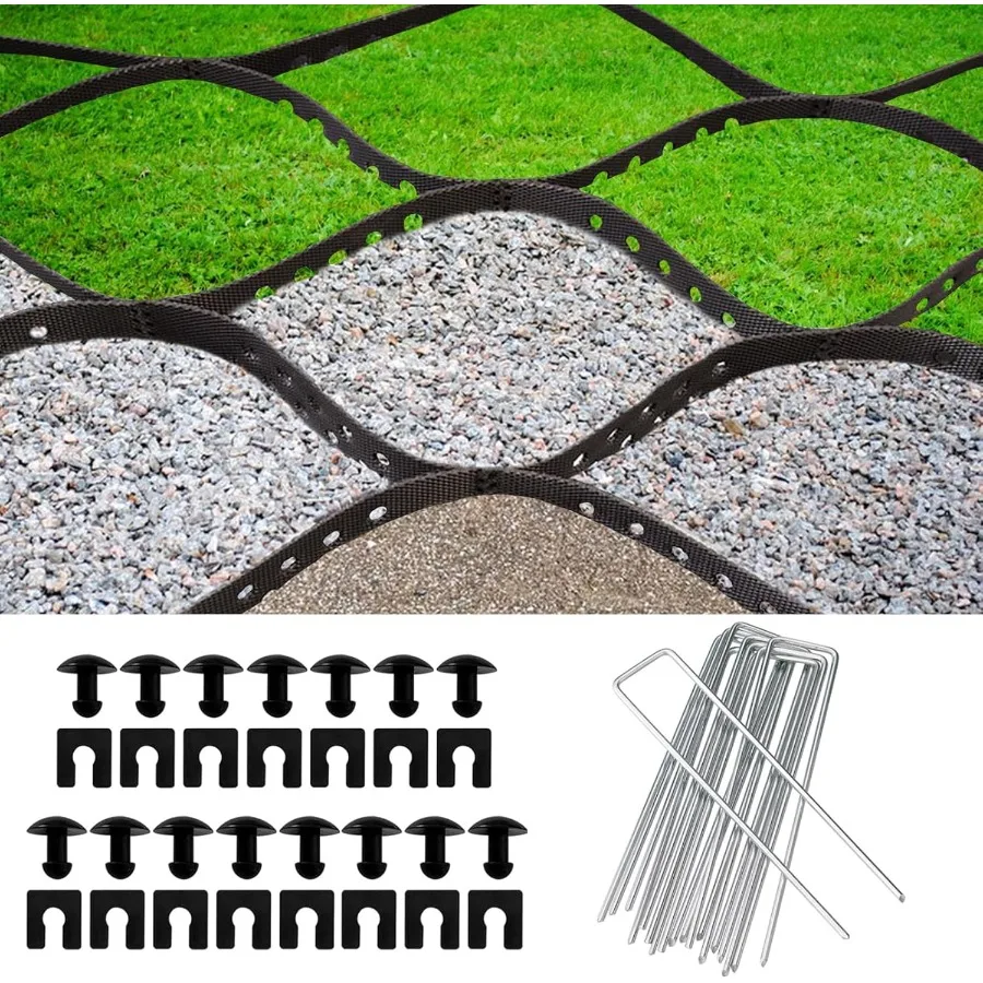 

Gravel Grid 4FTx30FT 2IN Tall Ground Grid for Soil Stabilization 1885 lbs per sq ft Load High Density Geo Grid Driveway Stabili