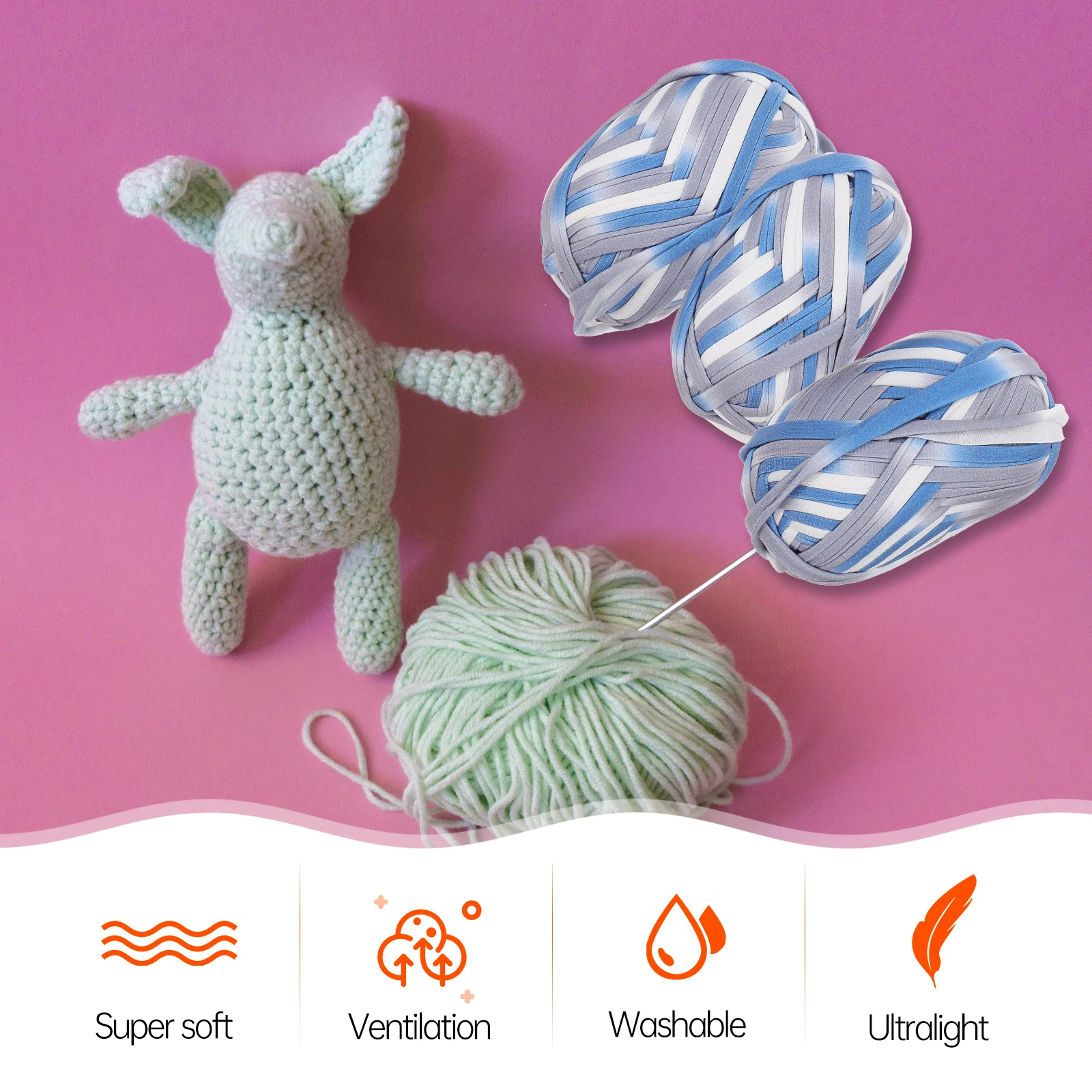 

Colored Cotton Yarn 3 Bundles Braided Thread Dyed Crochet Knitting Warm Soft Washable Long Lasting Materials DIY Blanket Scarf