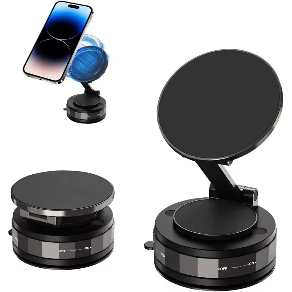 

2026 New Vacuum Magnetic Phone Holder for Car - Suction Cup Phone Mount for MagSafe, 360° Rotatable Portable Strong Magnet Stand