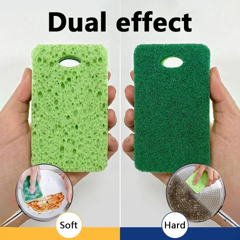 

1/5 шт. губки из древесной массы для мытья посуды и чистки кухонной утвари, чайных чашек, можно подвесить на тряпку