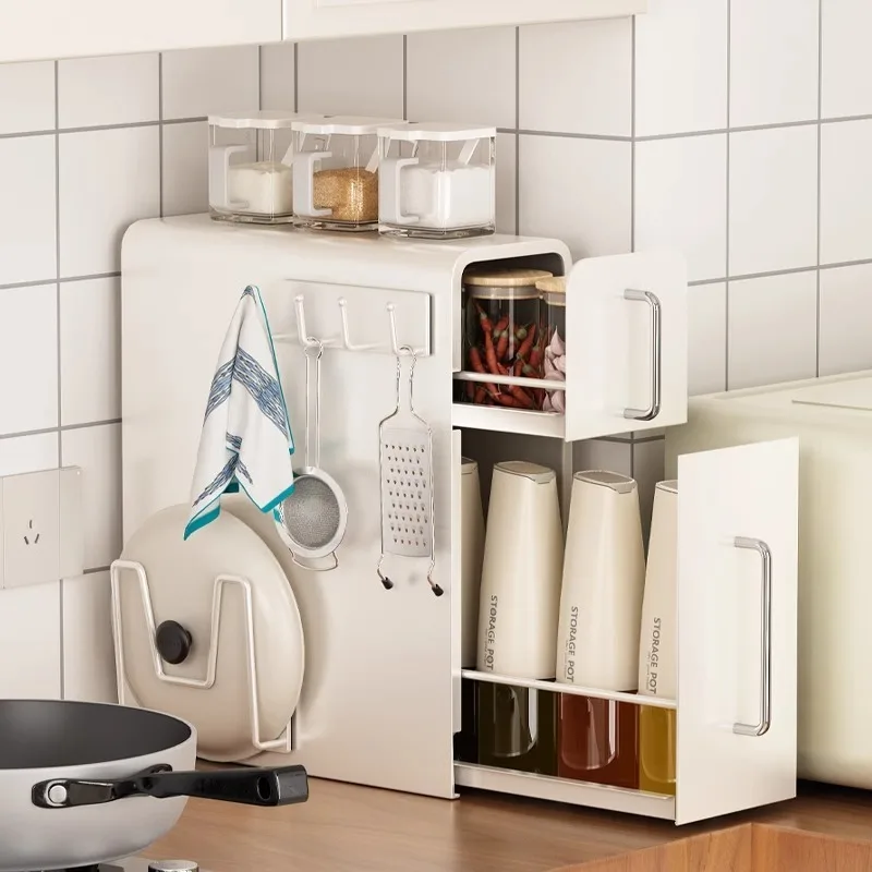 

Kitchen seasoning rack Household multi-functional pumping oil, salt, sauce and vinegar seasoning tank Countertop storage box