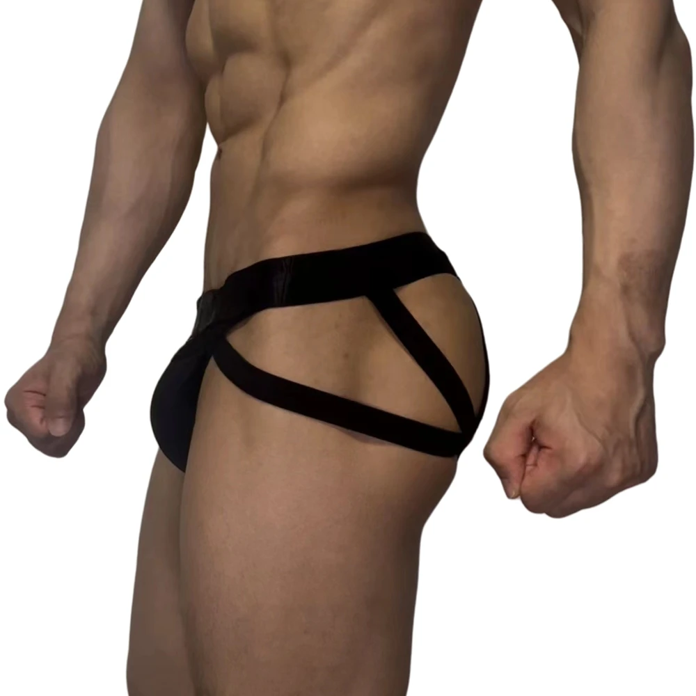 Men Sexy G String Thong Erotic Jockstrap Bondage Underwear Penis Pouch Strap Harness Lingerie Hollow Underpants Ice Silk Hot