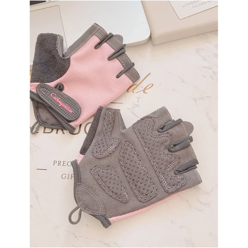 Men Women Summer Equipment Training Yoga Half Finger Ice Silk Letter Mitten Gym Fitness Non Slip Sport Bicycle Cycling Glove