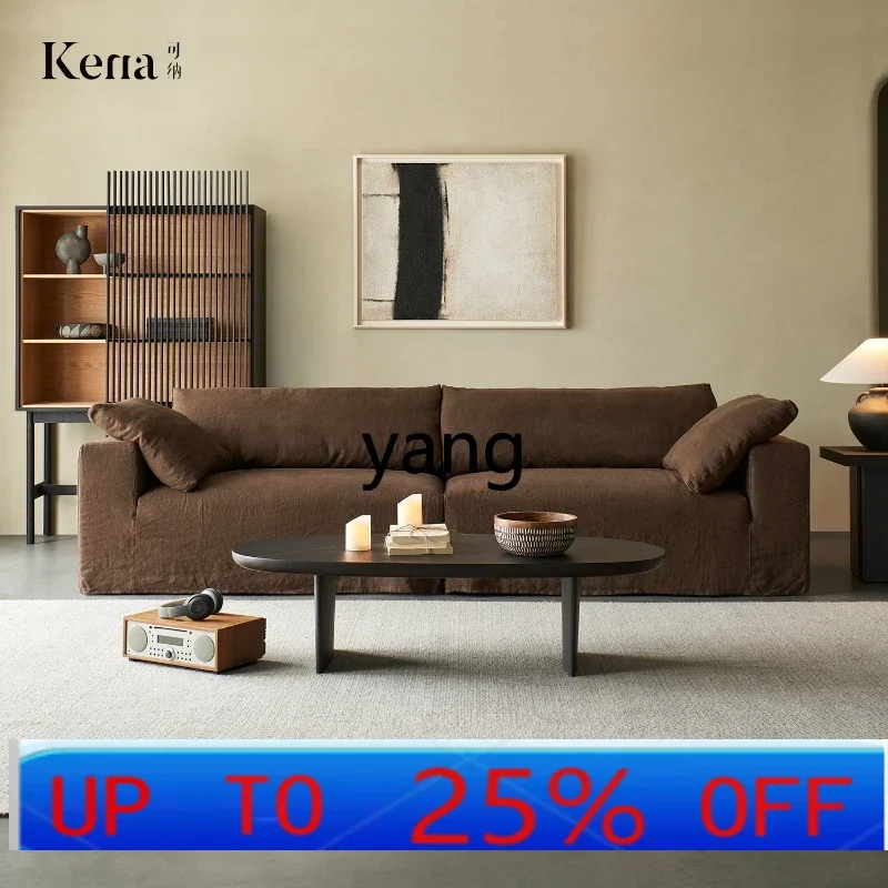 

LTT fabric sofa removable and washable linen living room straight row large sitting depth three people