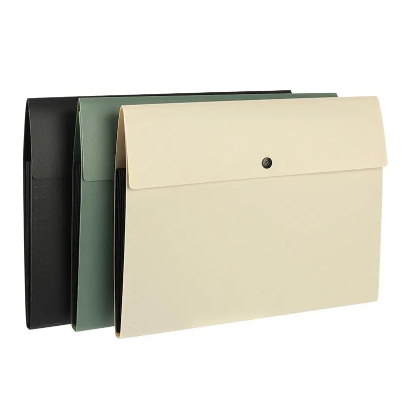 Recently Popular A4 Horizontal Folder Multi-layer Student Storage Bag 5 Layers Test Paper  Press Button Large Capacity