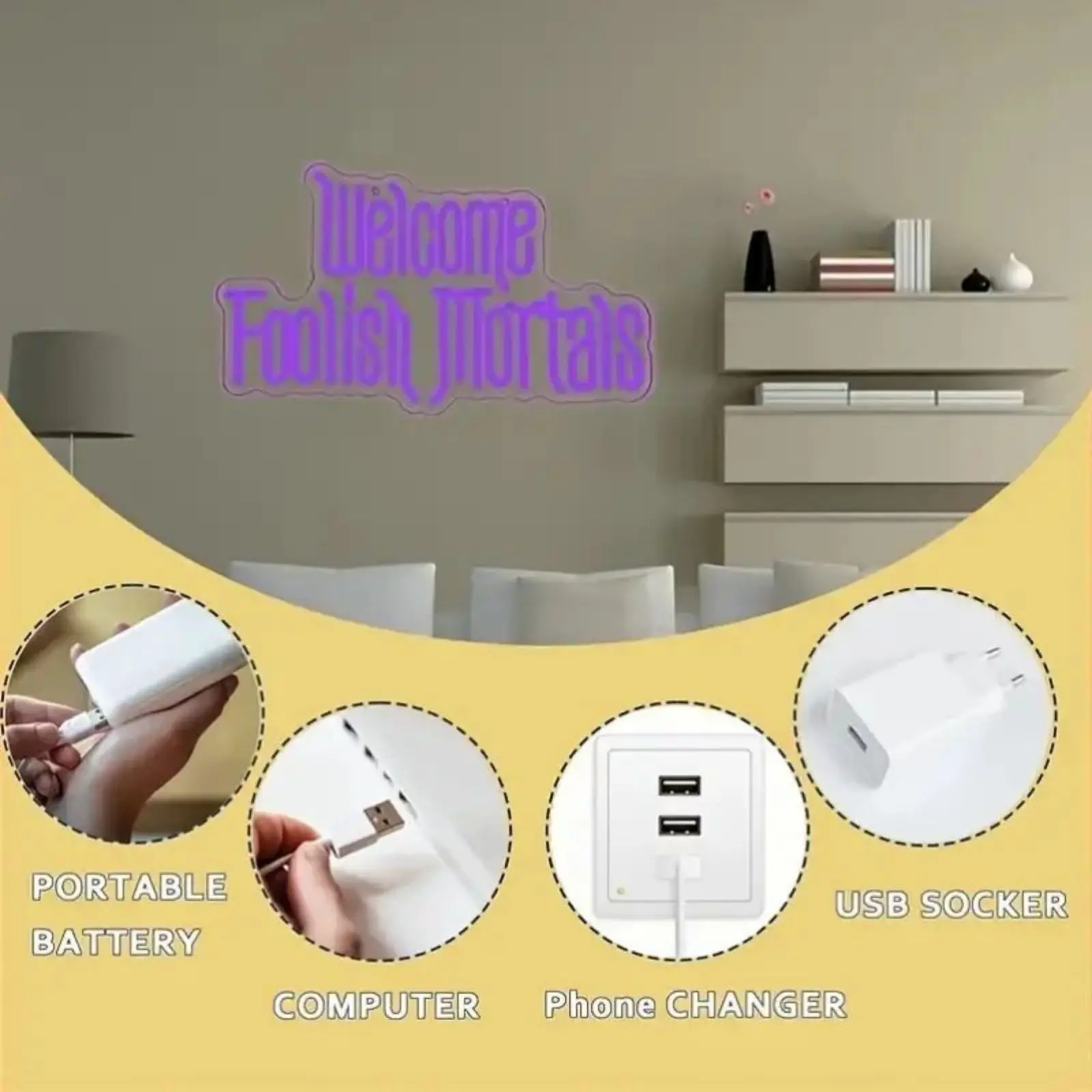 Добро пожаловать, глупый ступичный неоновый знак, яркость, жуткий готический фиолетовый дом с привидениями, дом с привидениями, гроб, светодиодный неоновый знак